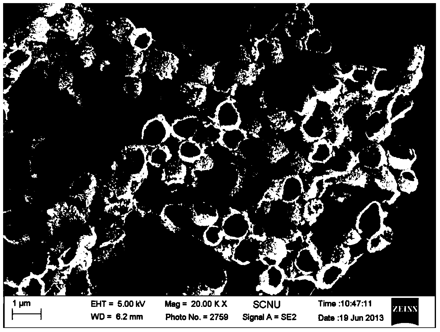 Photochemical preparation method of semiconductor/graphene oxide hollow sphere compound photo-catalyst