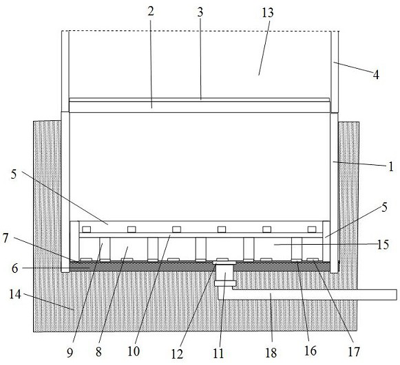 Anti-flooding bay basement with stiffening ribs