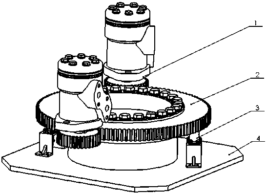 Double-hydraulic-motor synchronous positioning rotary table assembly