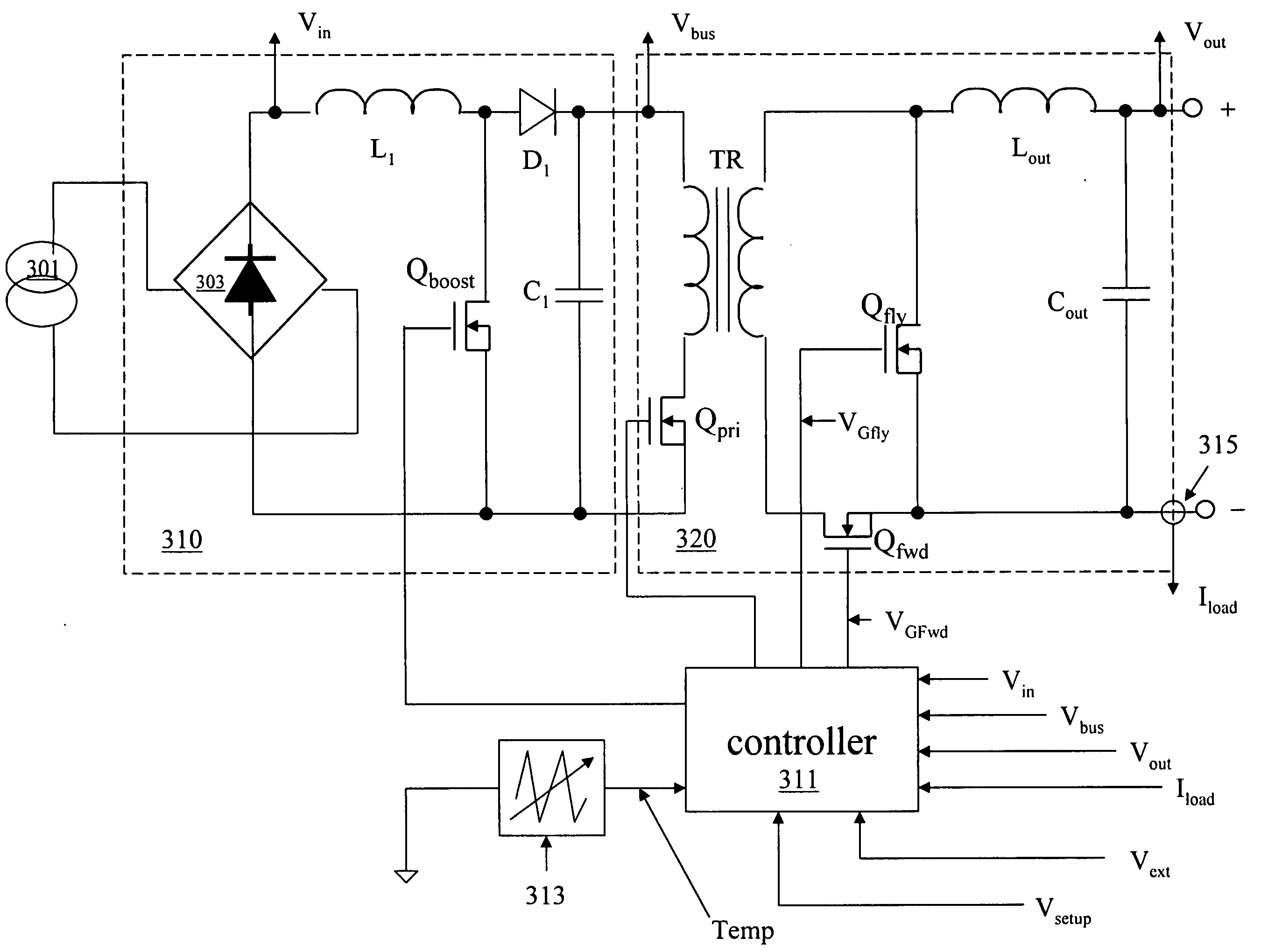 Power converter with an adaptive controller and method of operating the same