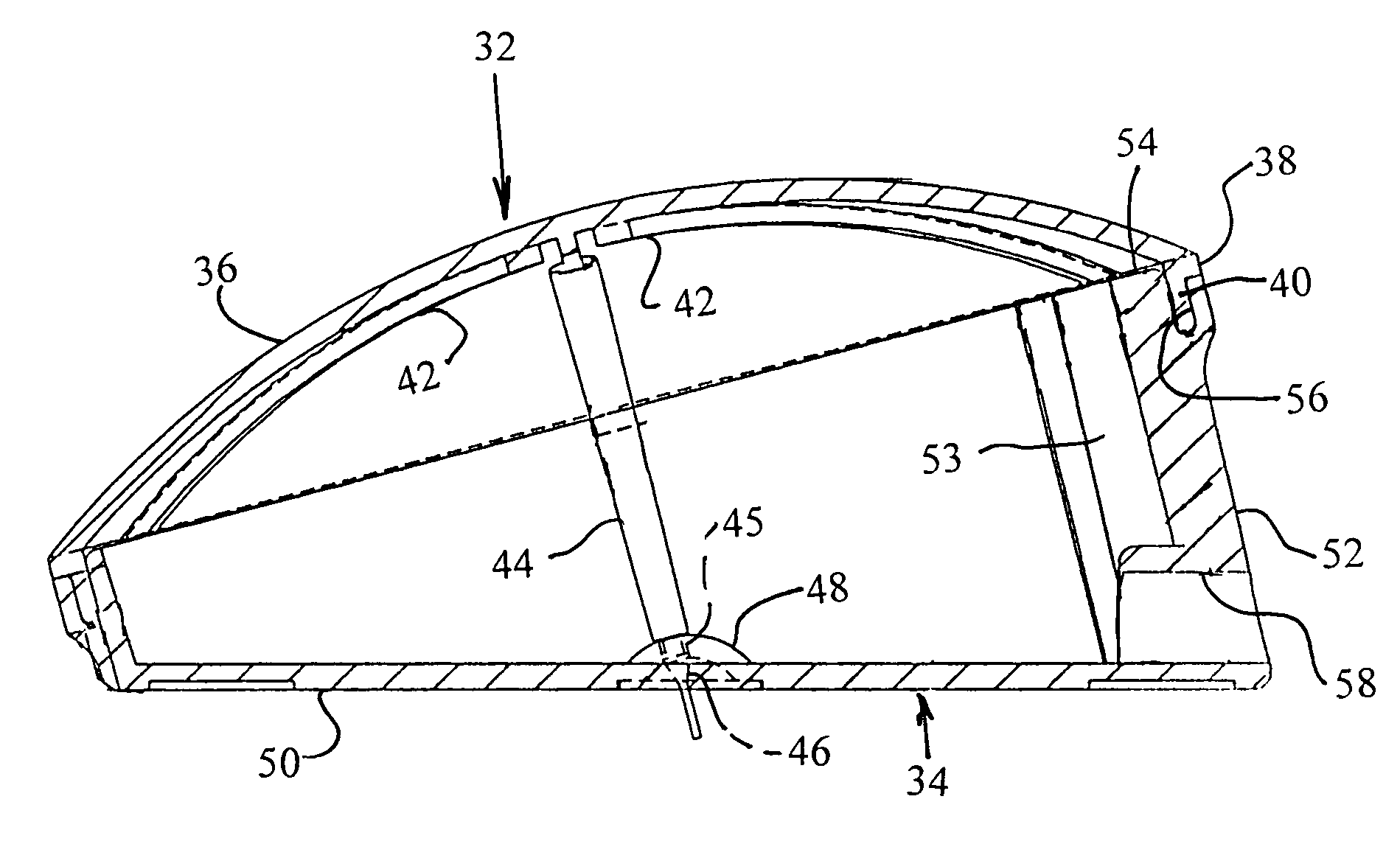 Elliptical pneumatic actuator with a wedge shaped base