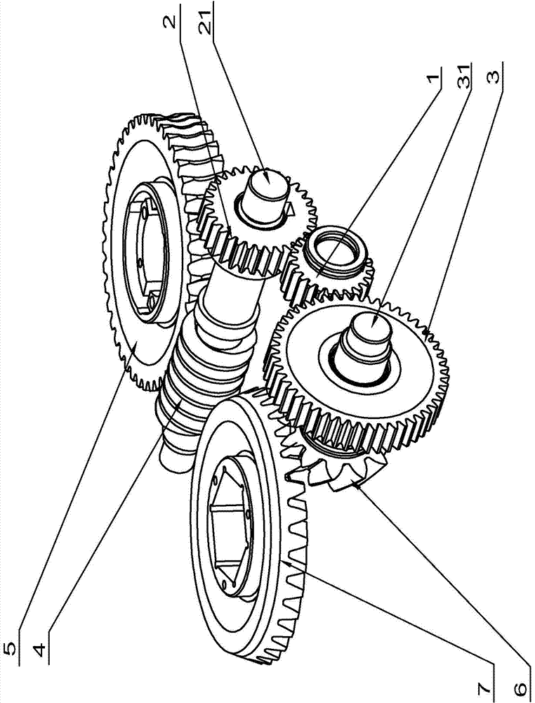 Gear transmission mechanism of electrode coping and cap replacing all-in-one machine