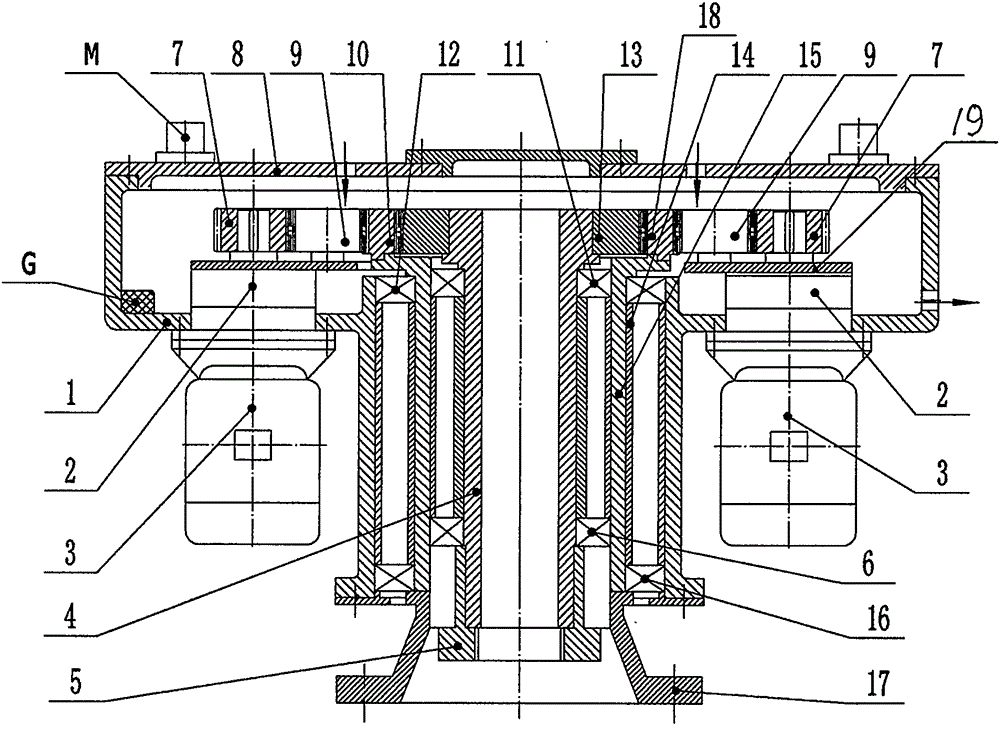 Oil-temperature warning star-wheel two-way outputting pile machine speed reducer