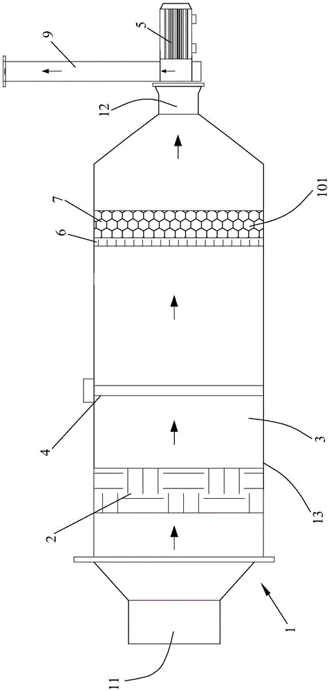 Waste gas processing method and device collaborating vacuum ultraviolet light catalysis and ozone catalytic oxidation