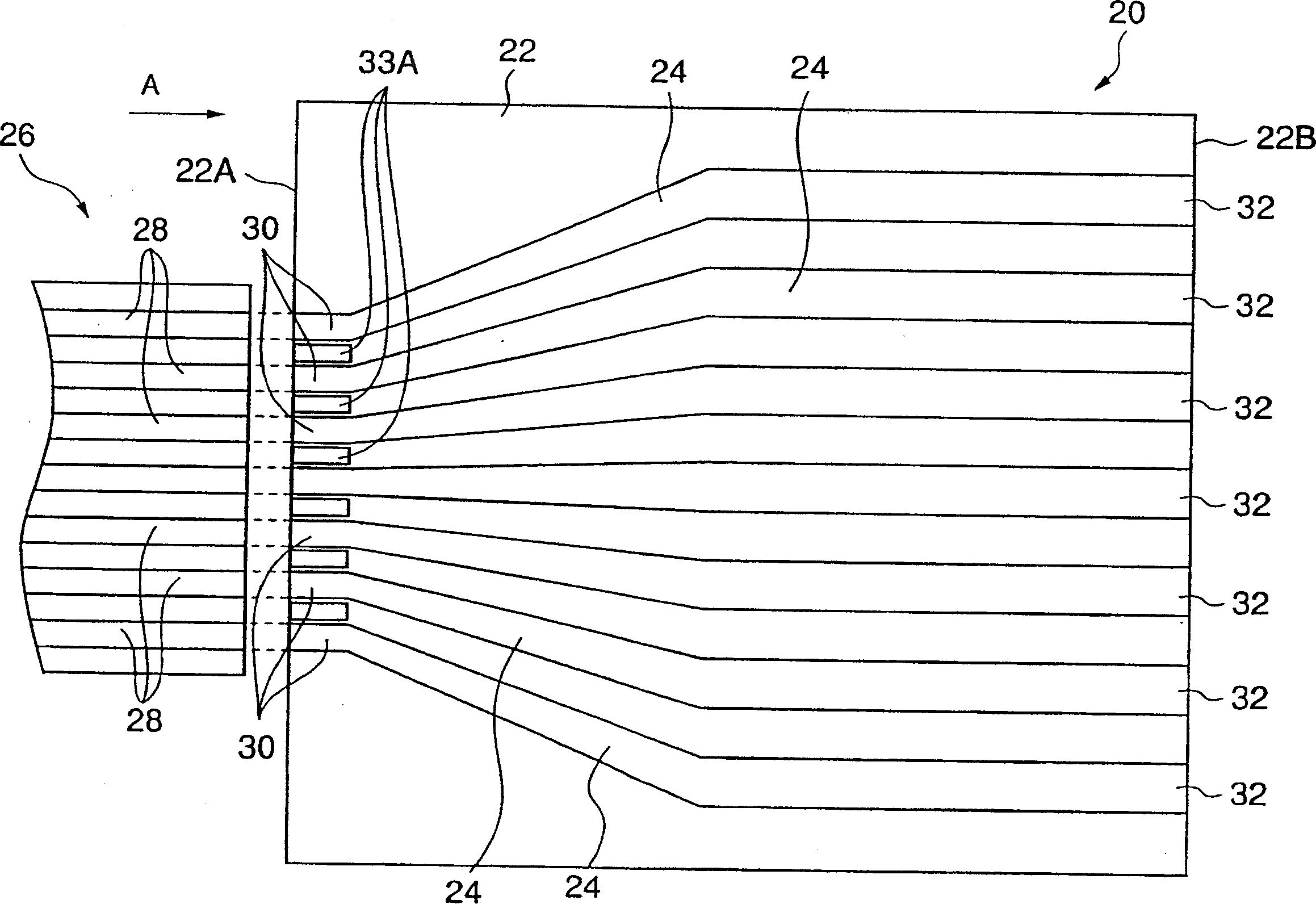 Narrow-pitch connector, electrostatic actuator, piezoelectric actuator, ink-jet head, ink-jet printer, micromachine, liquid crystal panel, and electronic apparatus