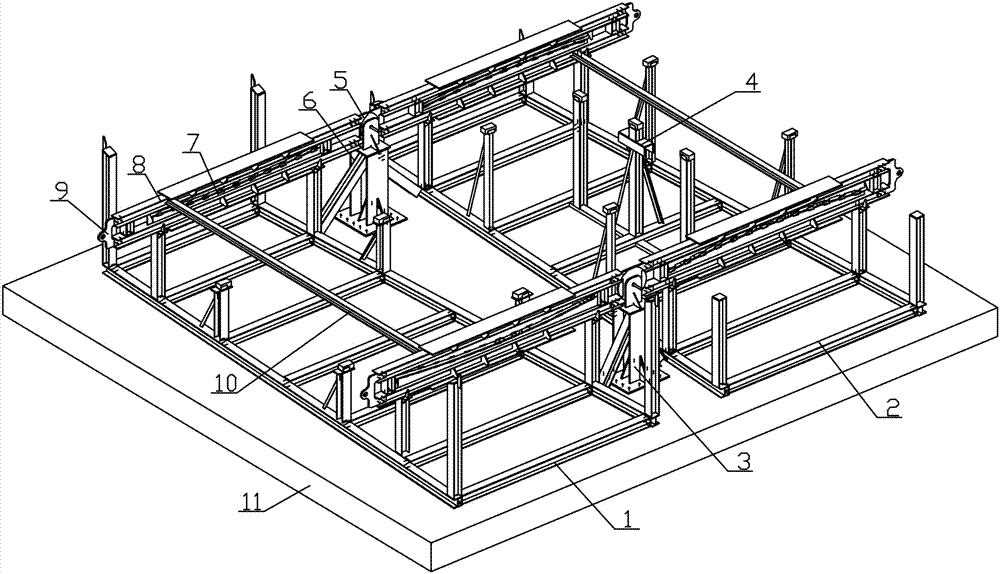 Steel containment vessel end sealing plate turnover device and operation method