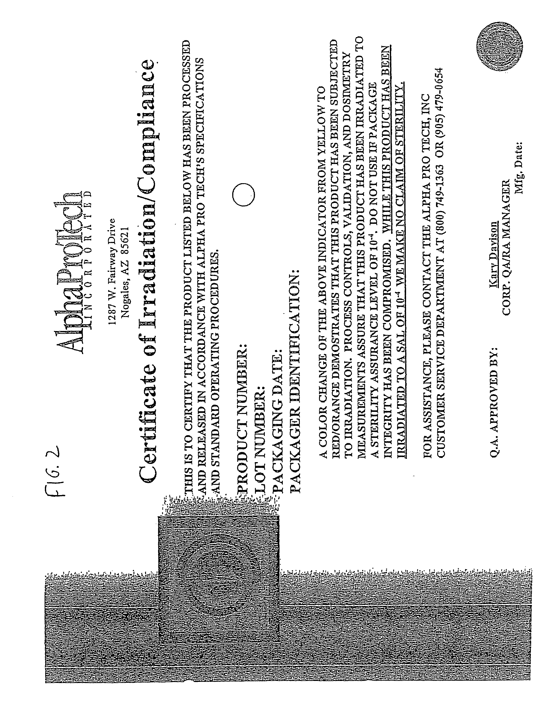 Process and packaging for a garment having a desired sterility assurance level