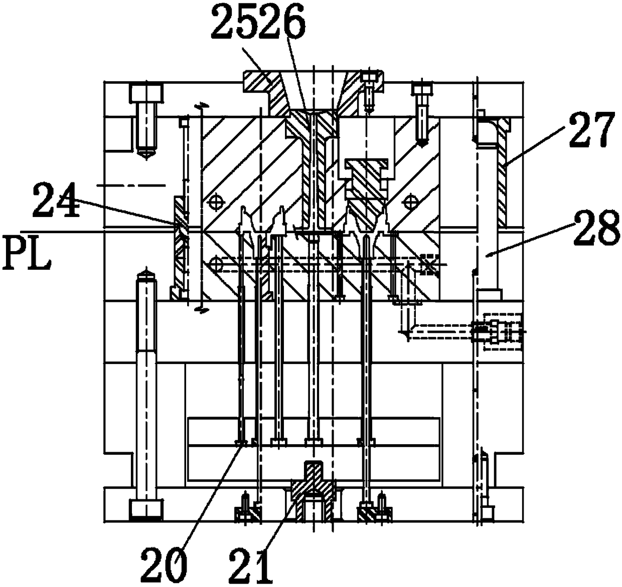 Oil cylinder slider front-mold firstly-core-pulling injection molding mold