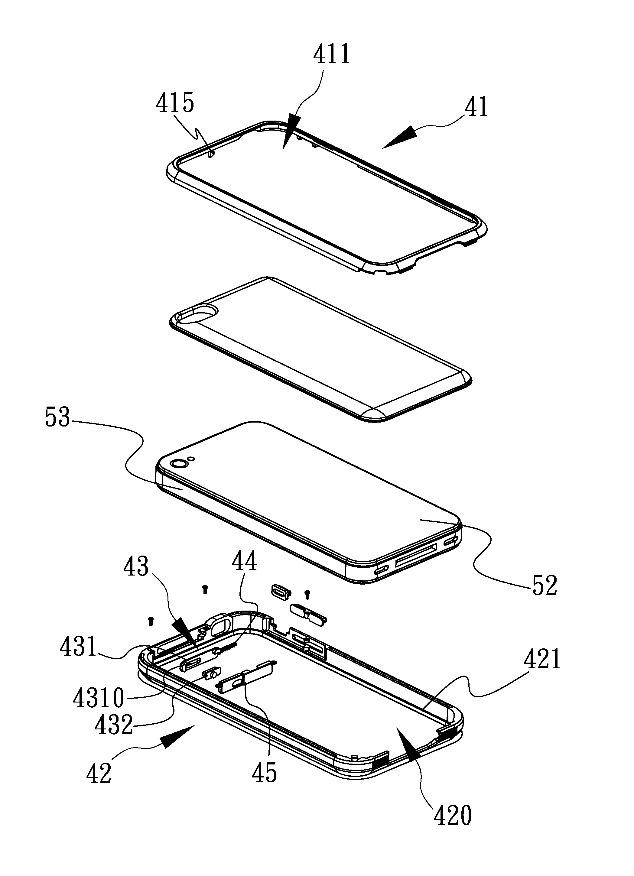 Protective clamp frame having power and unclamp duplex button for mobile communication devices