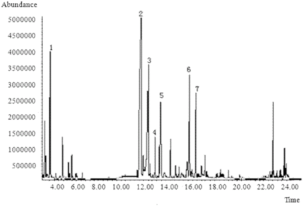 Method for analyzing GC/MS (Gas Chromatography/Mass Spectrography) finger-print of composition in essential oil of angelica dahurica