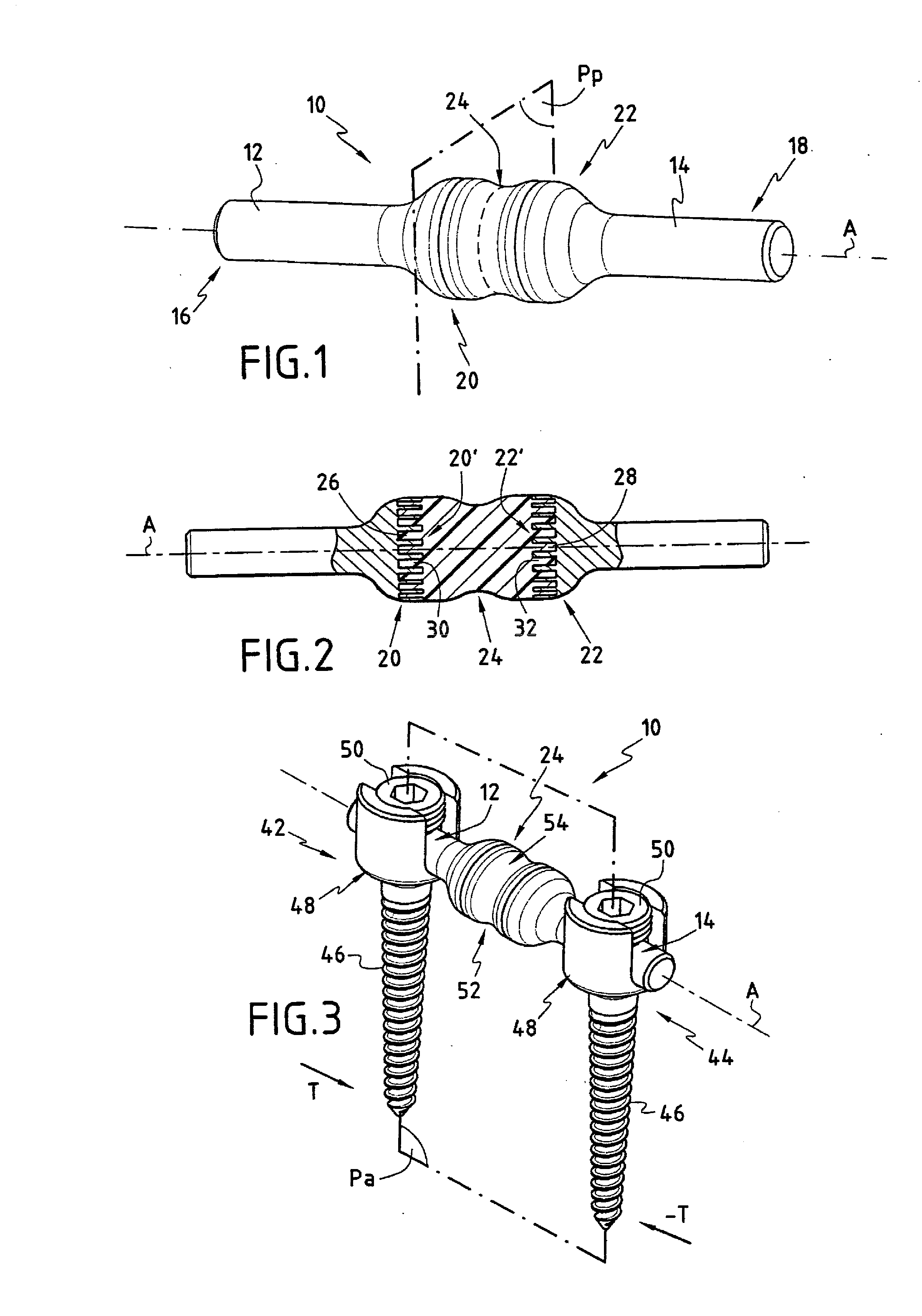 Flexible linking piece for stabilising the spine