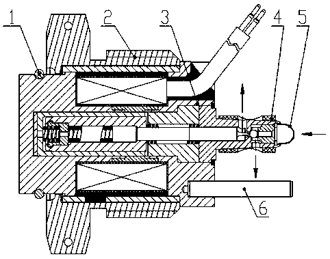 Two-position three-way normally opened type micro fuel oil electromagnetic valve with buffer mechanism