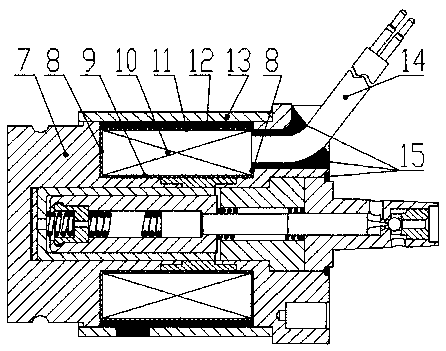 Two-position three-way normally opened type micro fuel oil electromagnetic valve with buffer mechanism