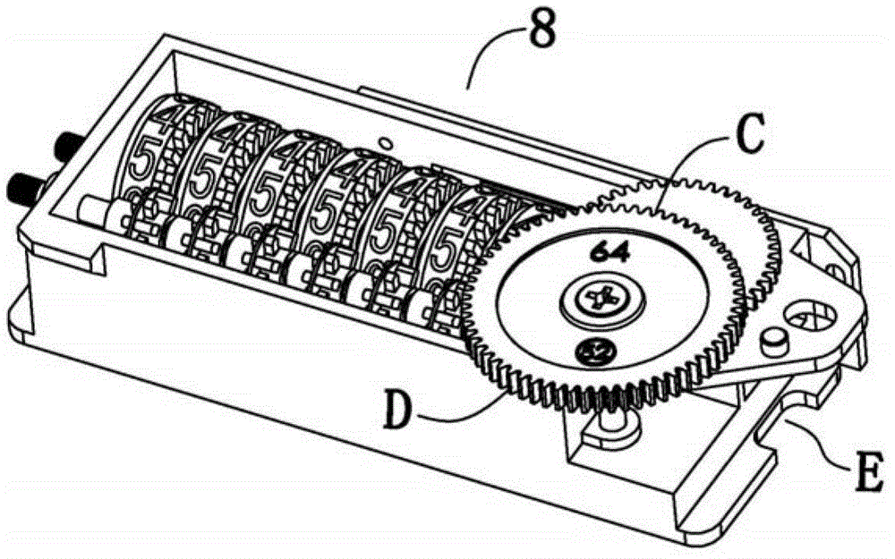 Device for detecting oscillating quantity of adjusting gear of counter