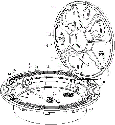 Manhole opening inner cover and combined inner manhole cover and outer manhole cover device with same