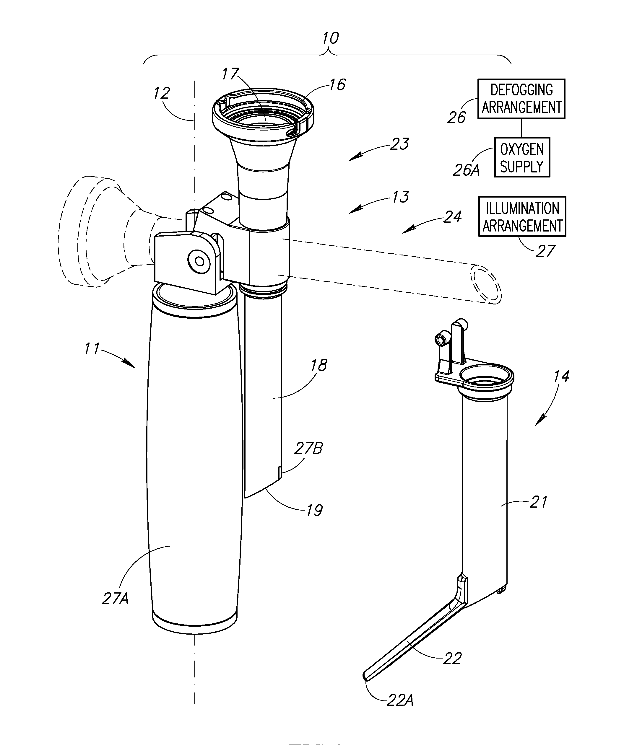 Laryngoscope assembly with enhanced viewing capability