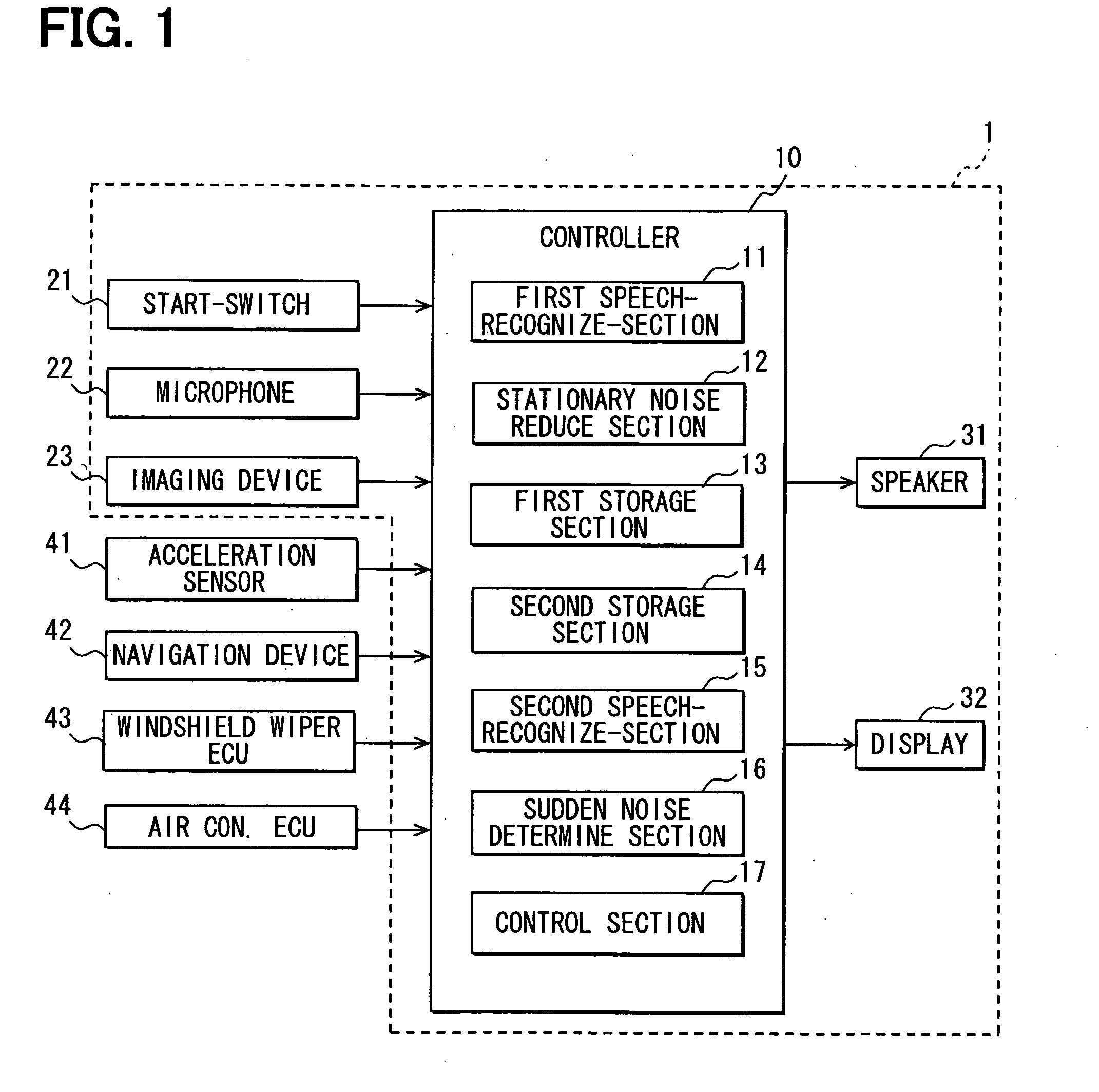 In-vehicle speech recognition device