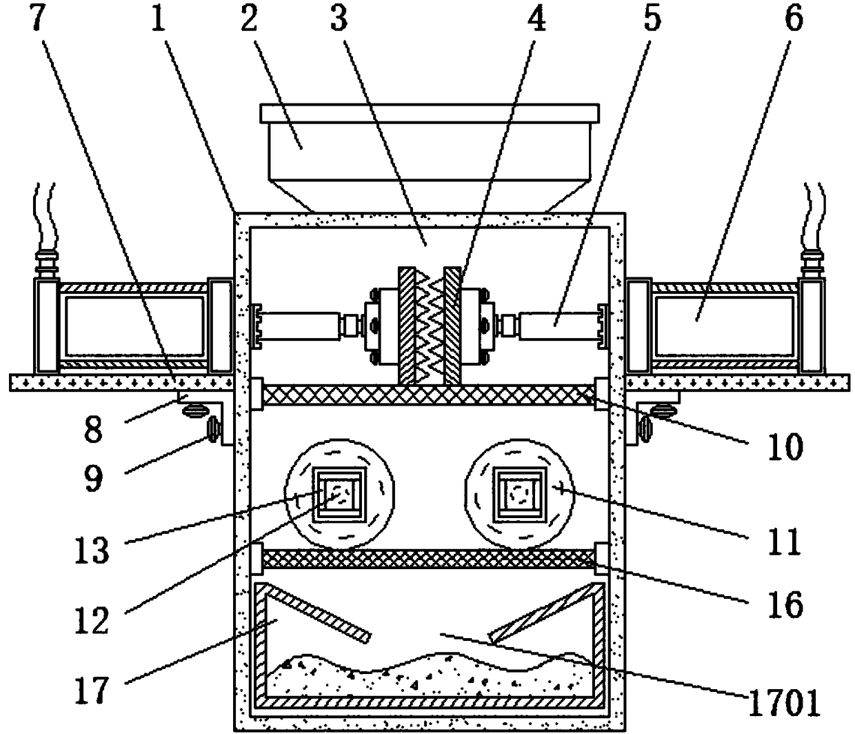 Waste brick and tile recovery device for constructional engineering