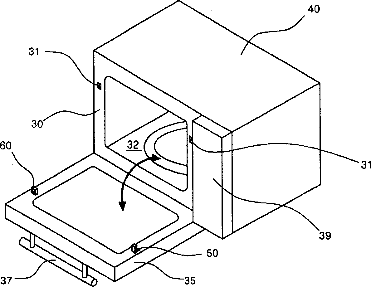 Microwave oven interlocking device