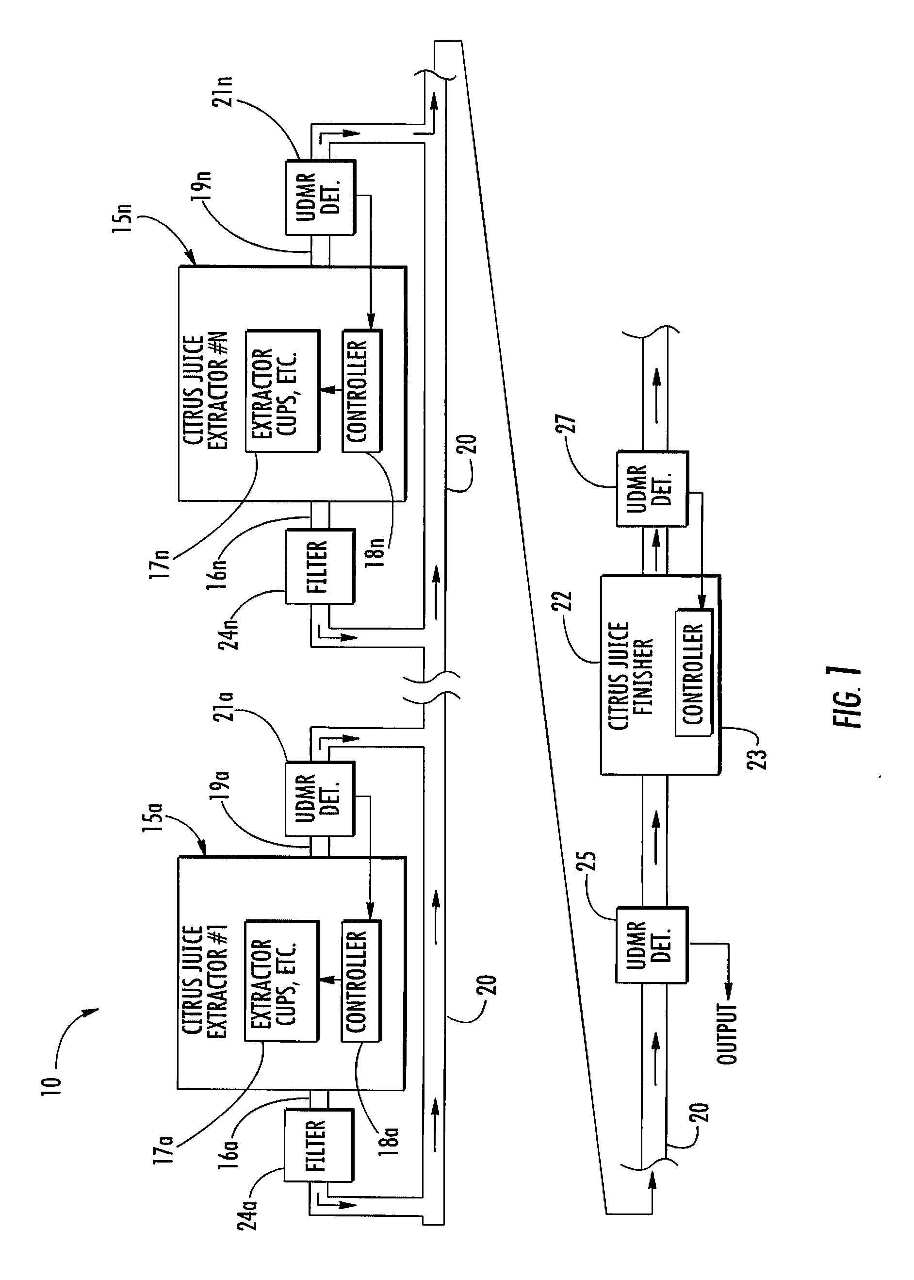 Citrus juice apparatus with undesired material release detector and related methods