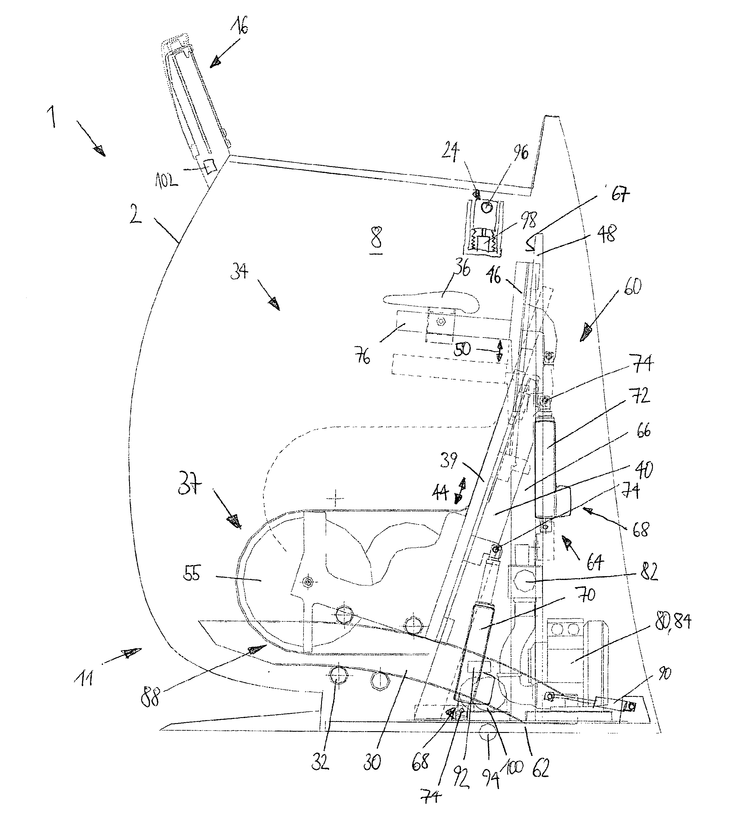 Adjustable fitness apparatus having a pressure chamber and an exercise device with a seat