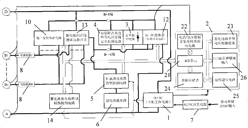 Discharge test device for distributed full online storage battery pack