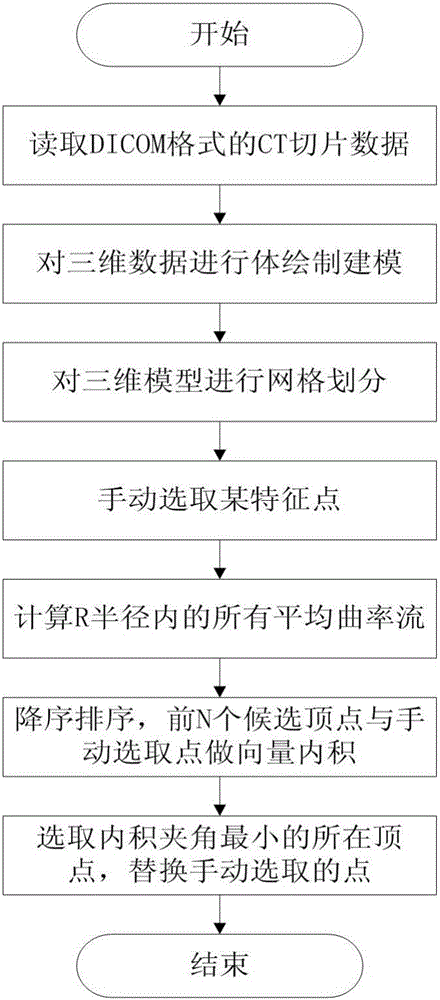 Spine feature point automatic recognizing method based on average curvature flow