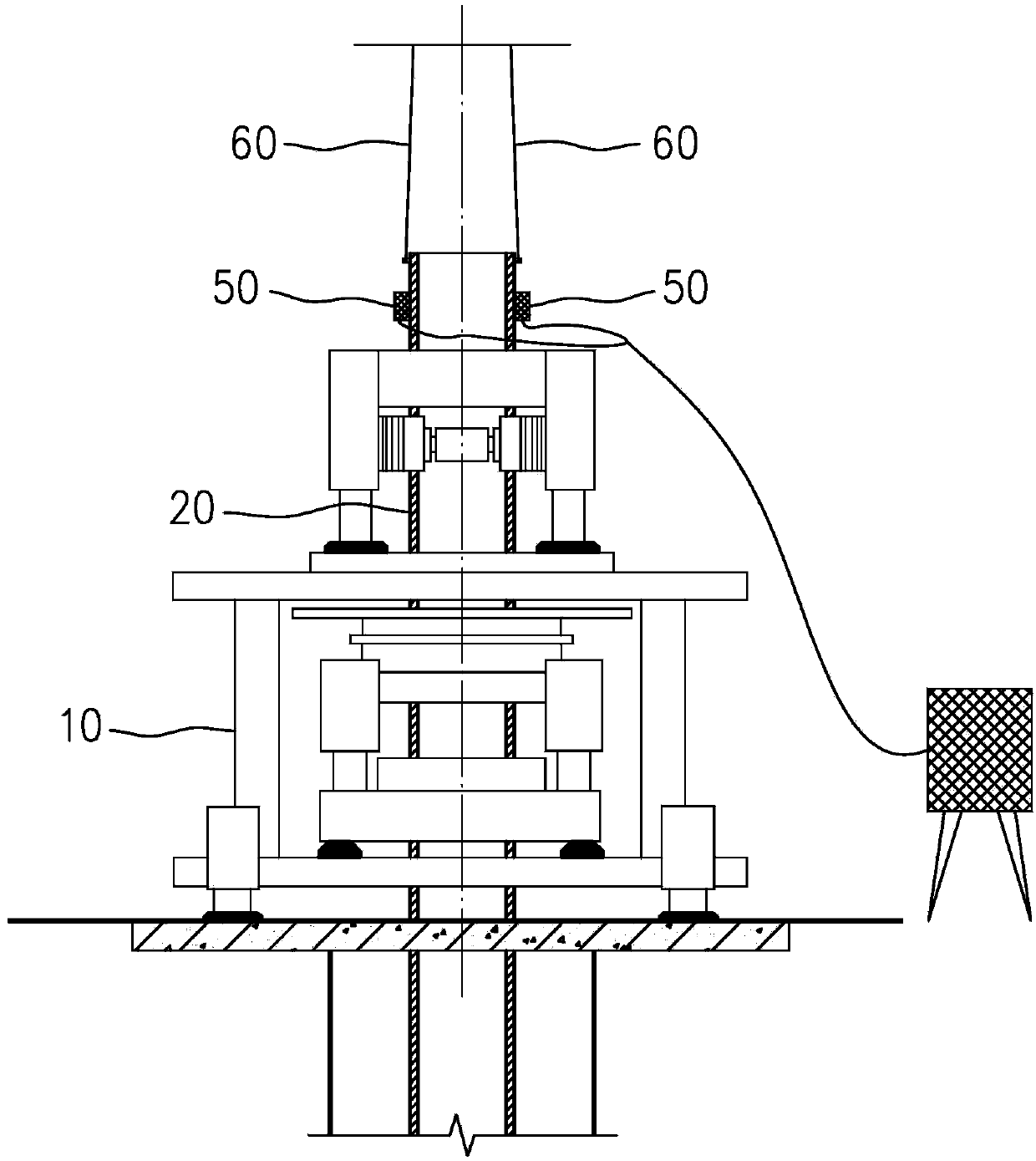 Reverse building method rear-inserting steel pipe column vertical positioning device and construction method thereof