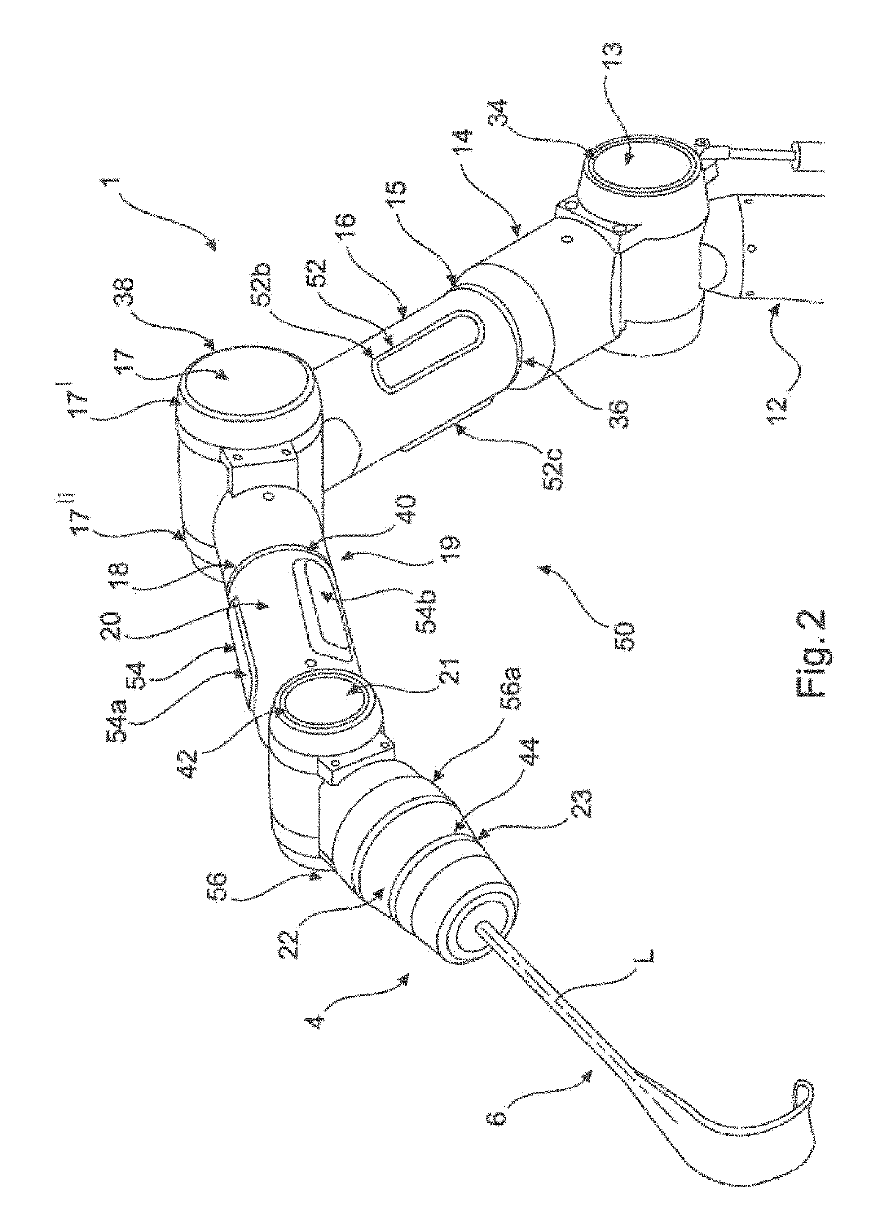 Medical holding arm having annular LED display means