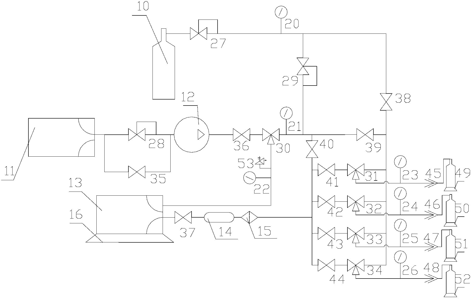 Charging equipment for heptafluoropropane firefighting gas and technology thereof