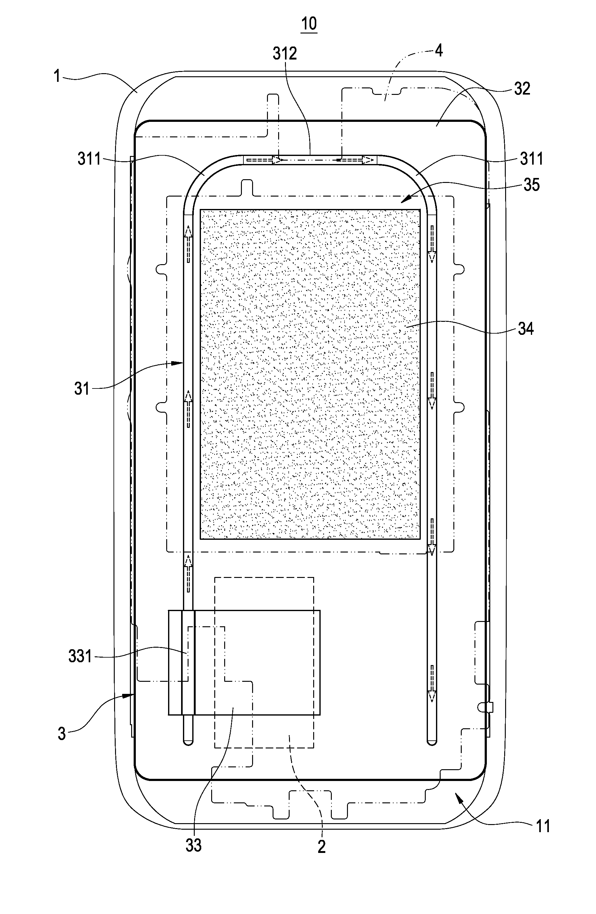 Handheld communication device with heat dissipating structure