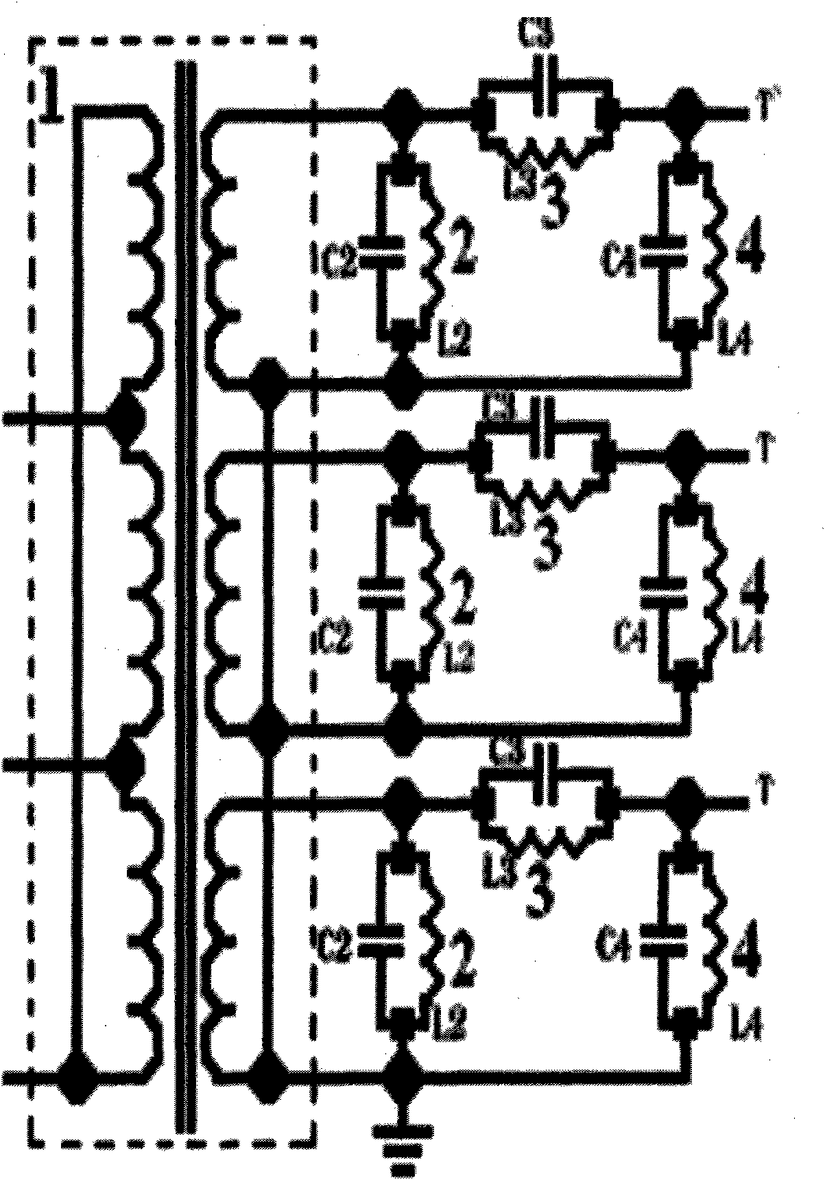 Network for dynamically suppressing power frequency interference of power transmission line