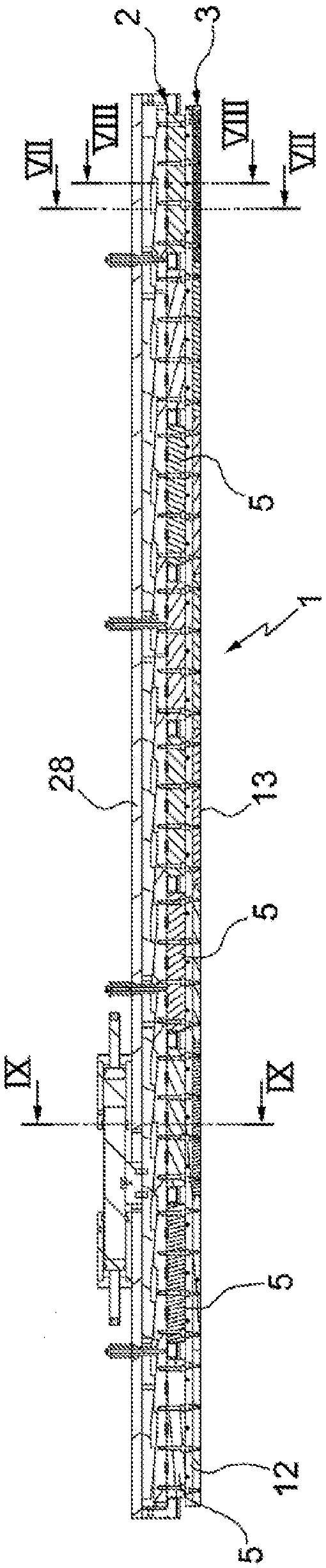 An end panel group of a press for ceramic products and the like