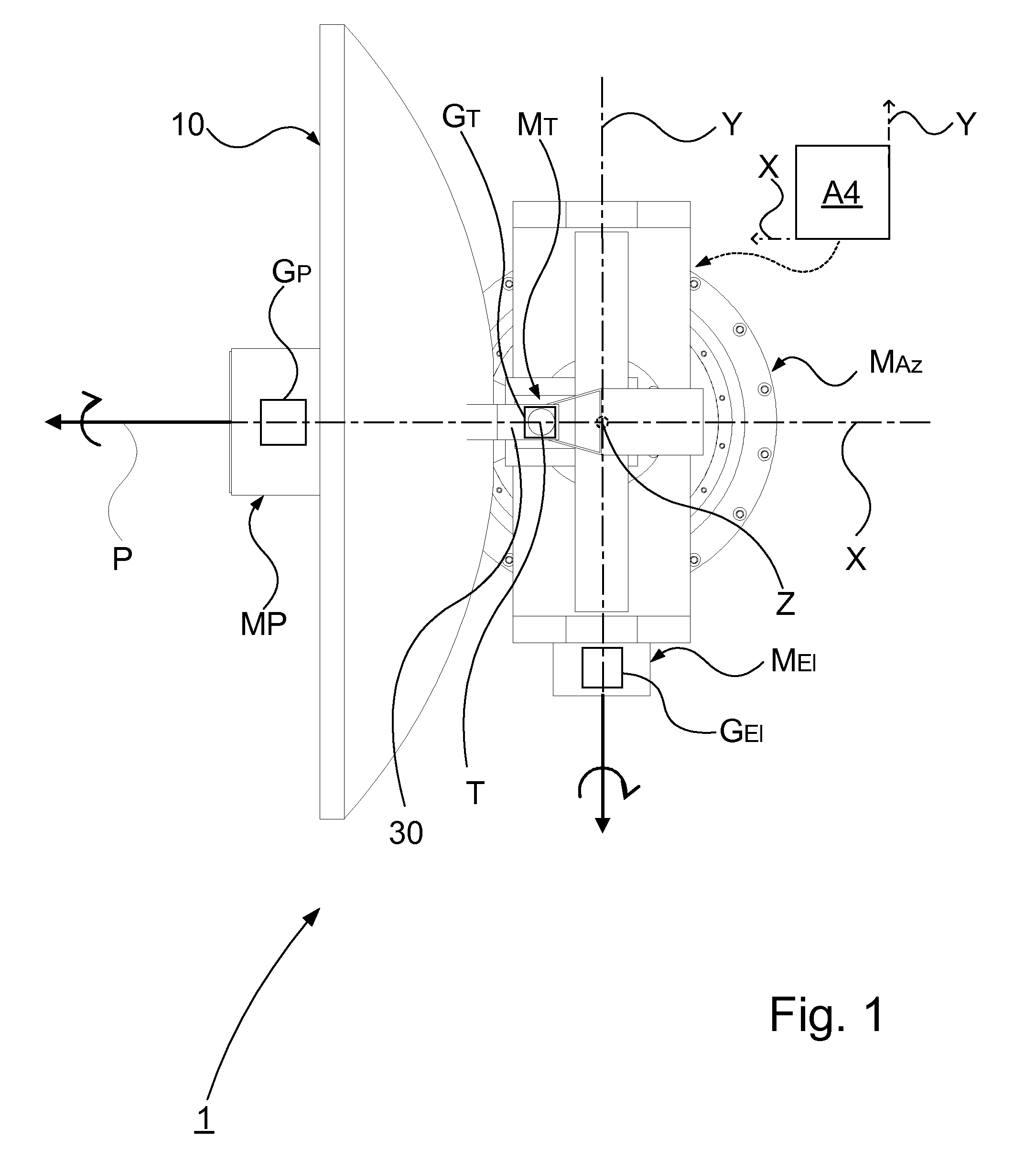 Device and method for controlling a satellite tracking antenna