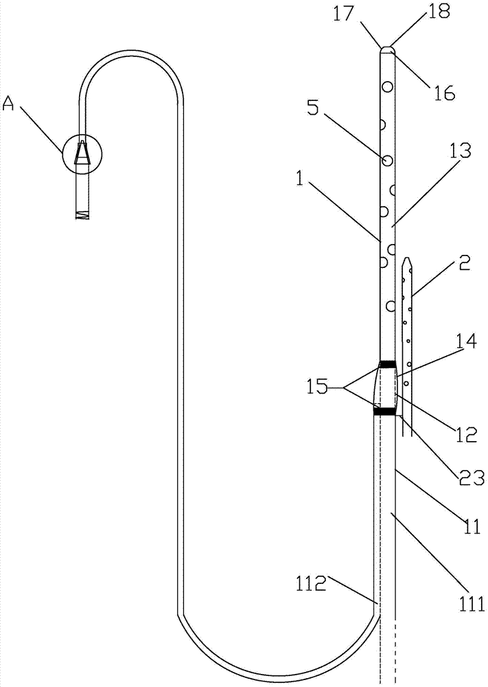 Y-shaped bile and pancreatic juice drainage tube with water bladder