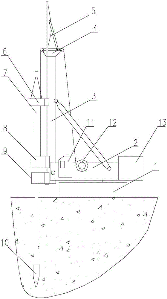 Piling machine with drill pipe following supporting function