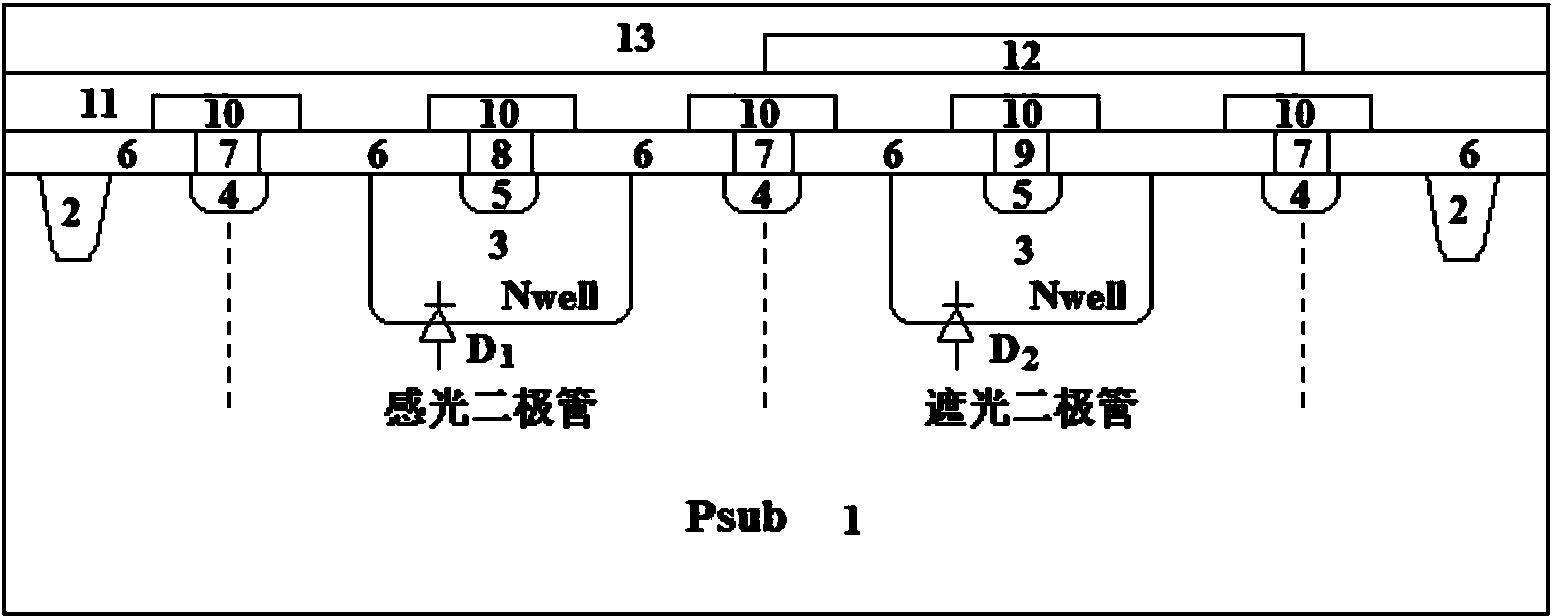 Photoelectric detector of spatial modulation structure and preparation method thereof