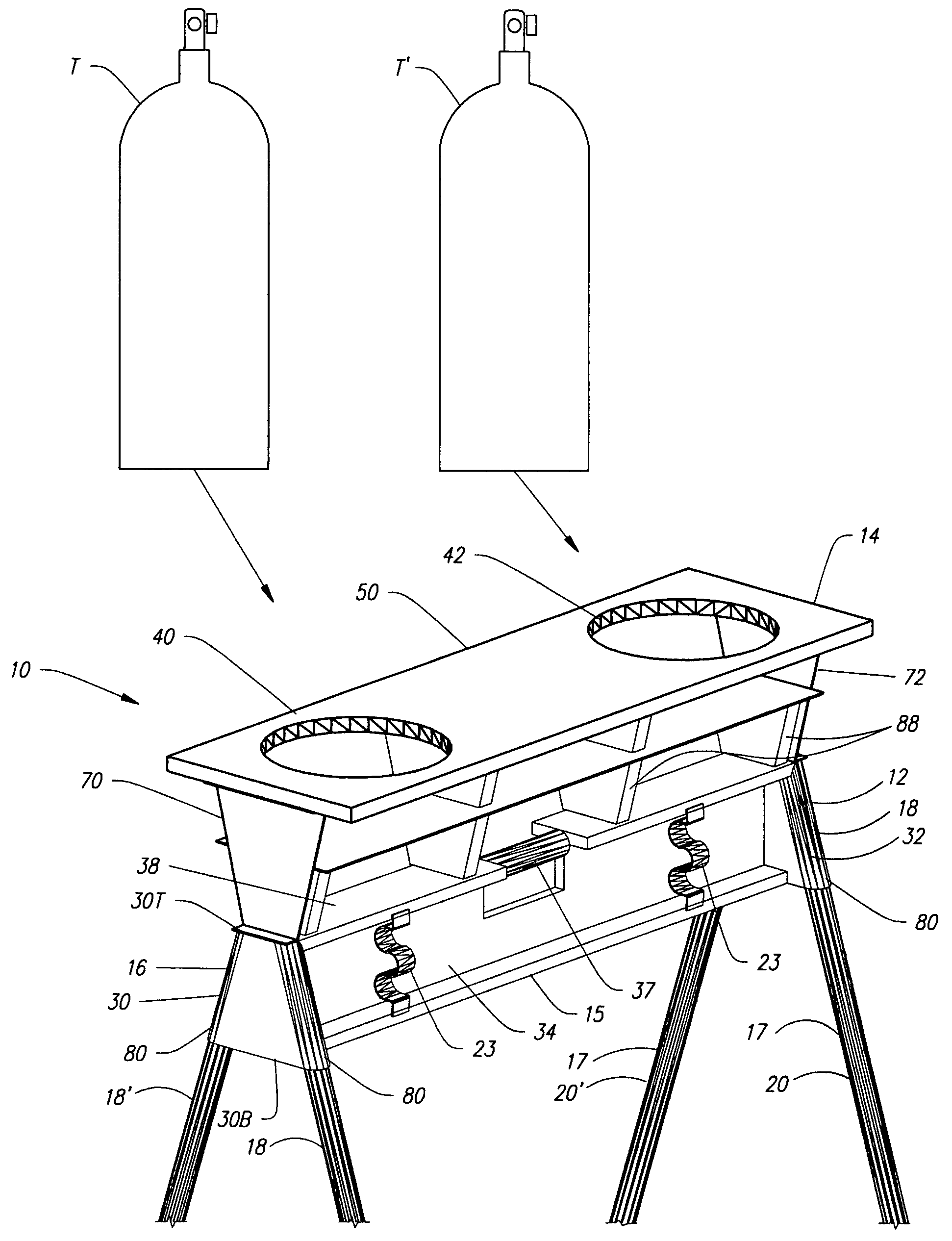 Apparatus for holding scuba tanks