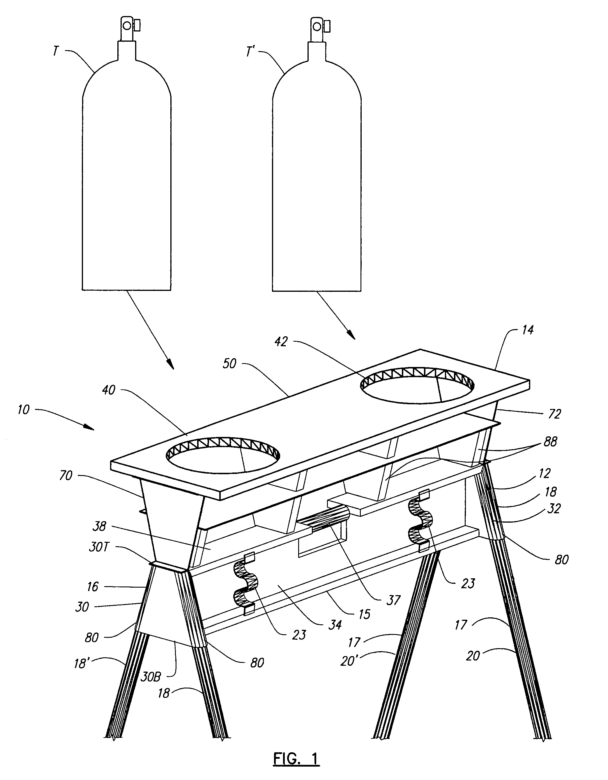 Apparatus for holding scuba tanks