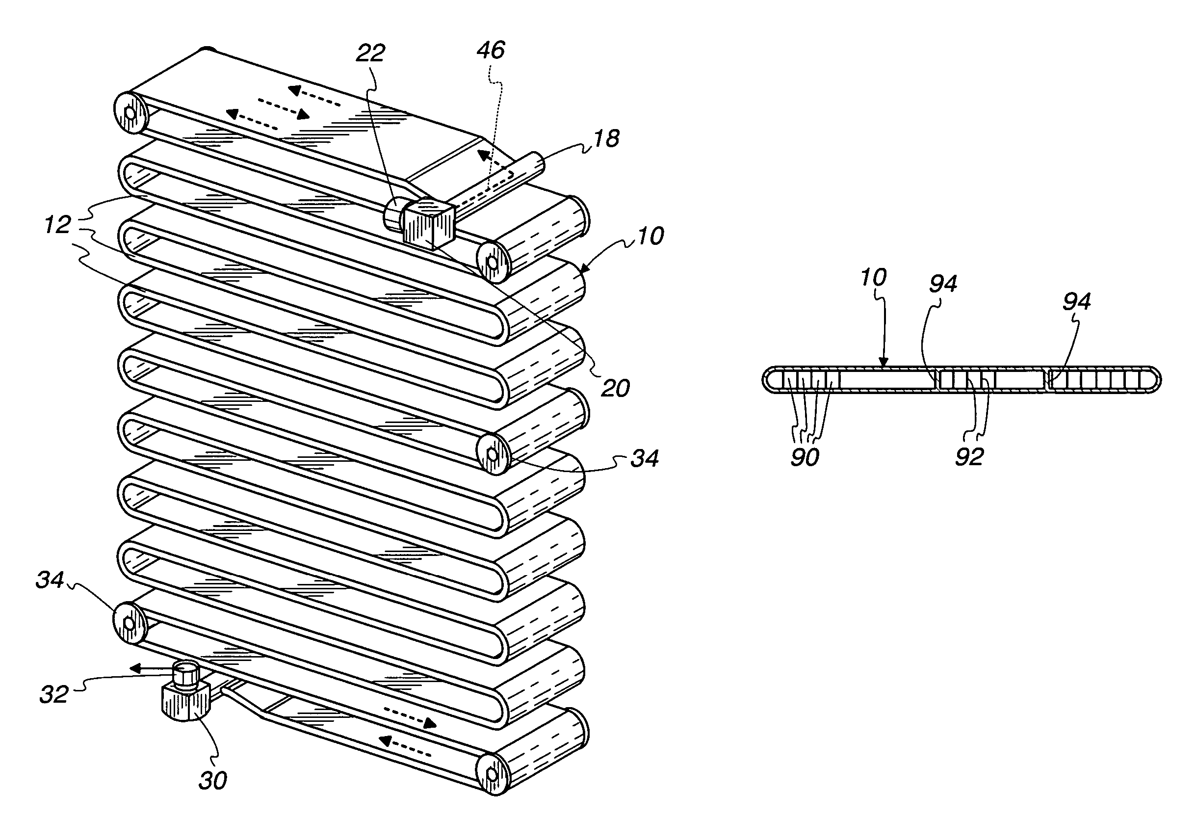 Serpentine, multiple paths heat exchanger