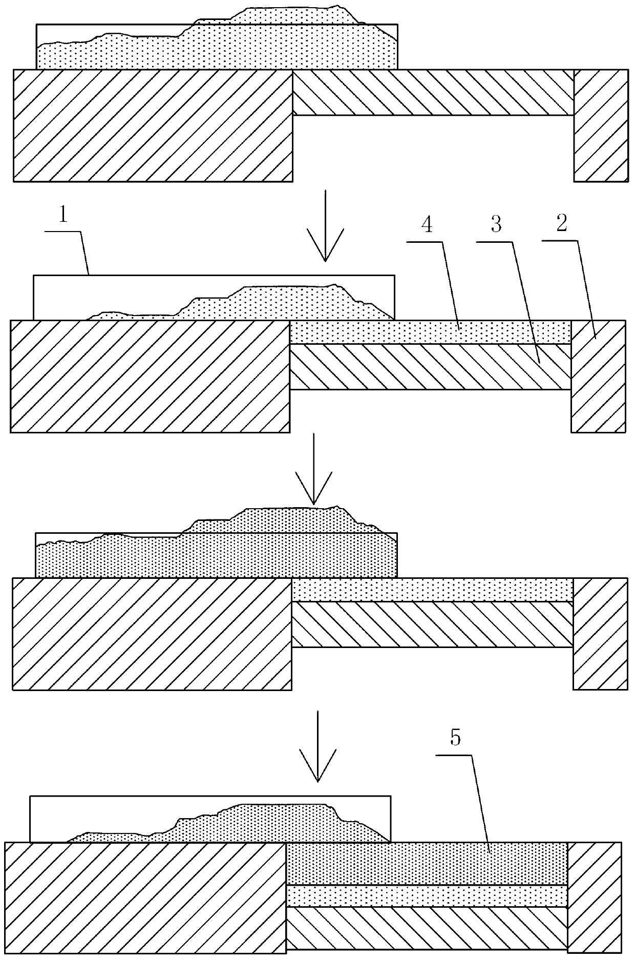 Material distributing method and device of micro powder carving of polished tile