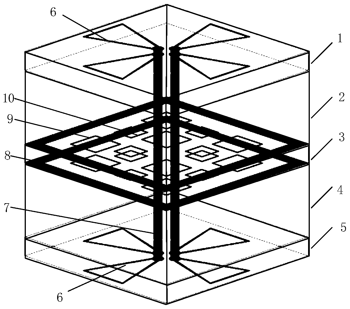 Wide-passband 3D frequency selection surface