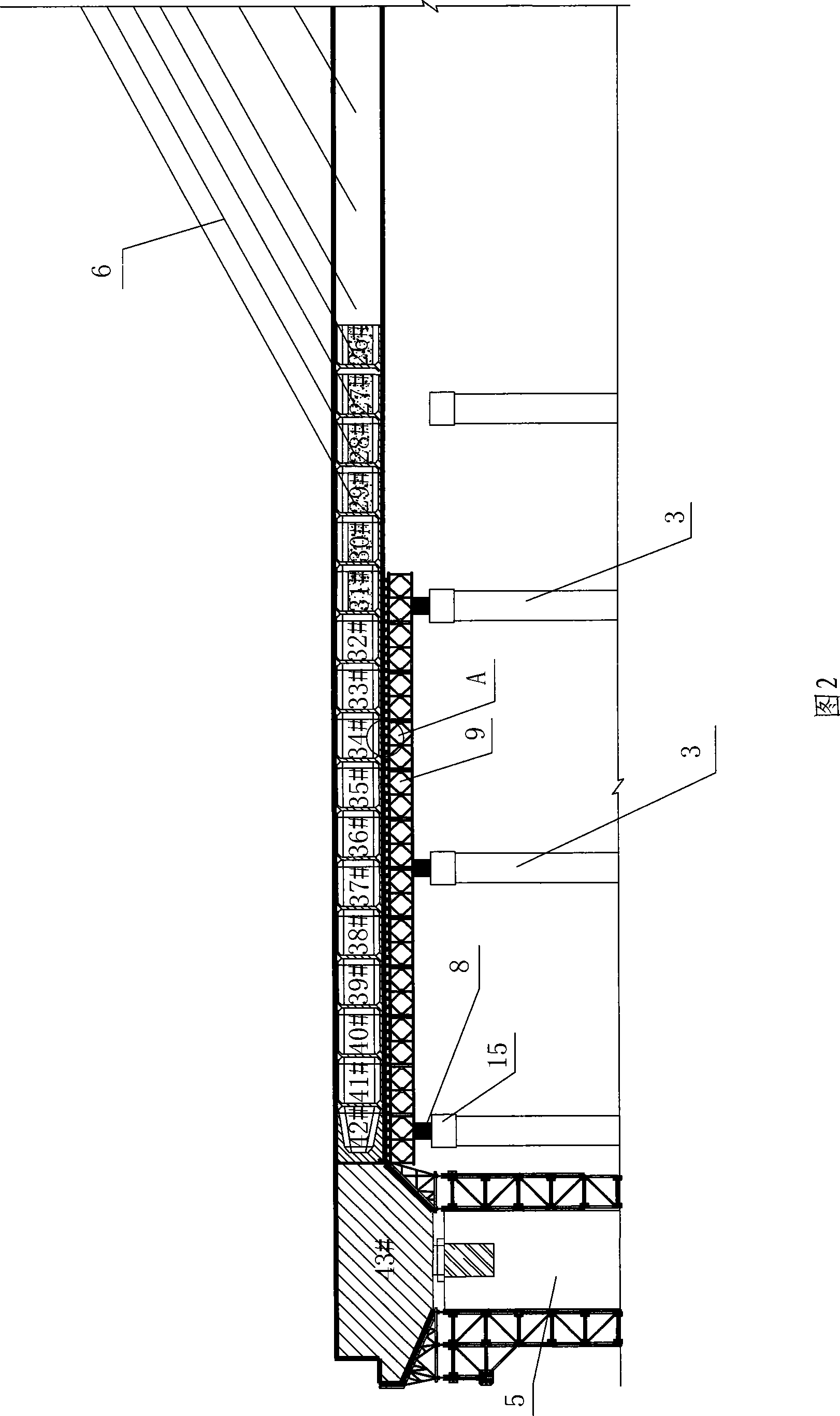 Counter weight control construction method for large span un-symmetric segment stayed-cable bridge