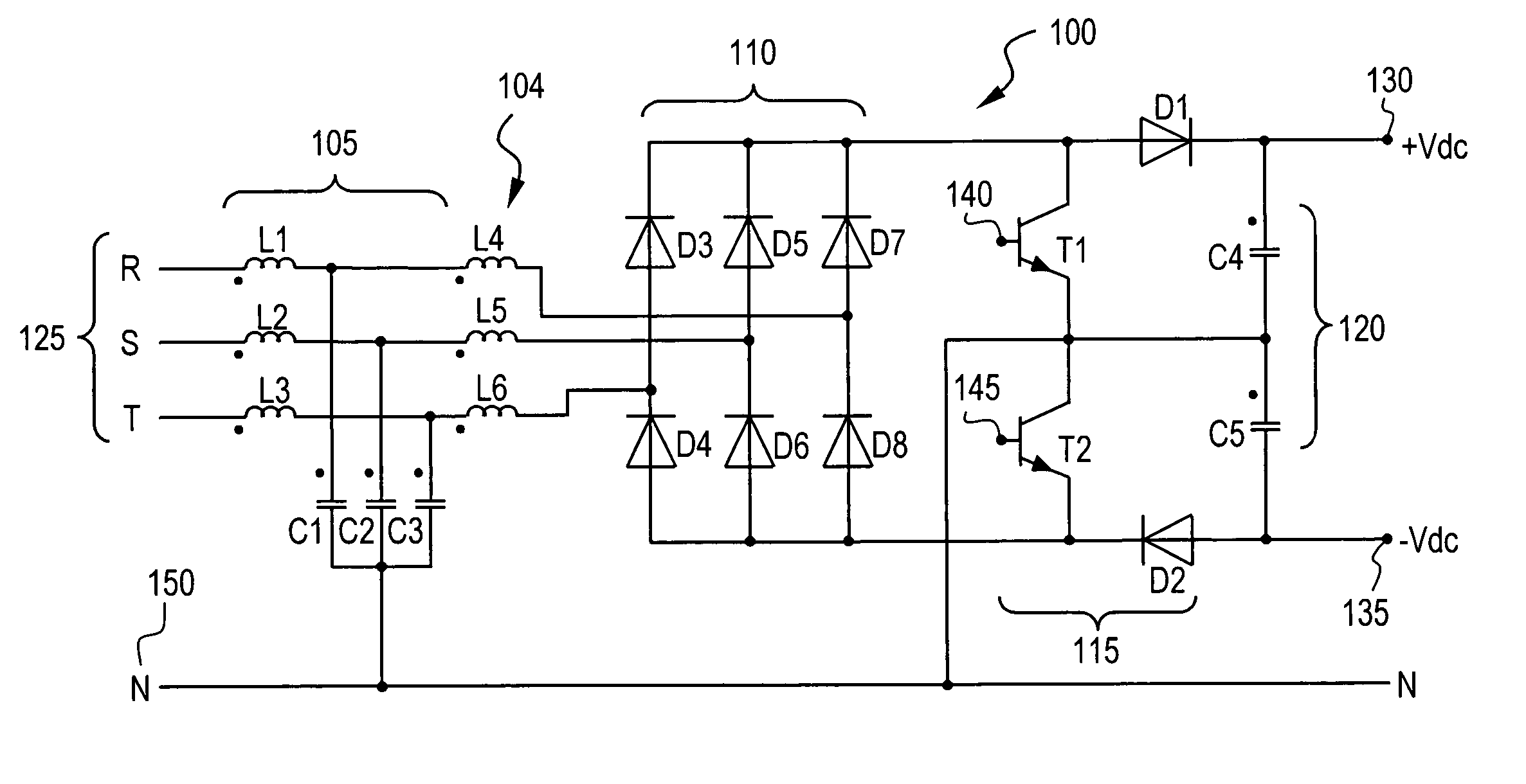 AC/DC converter and method of modulation thereof