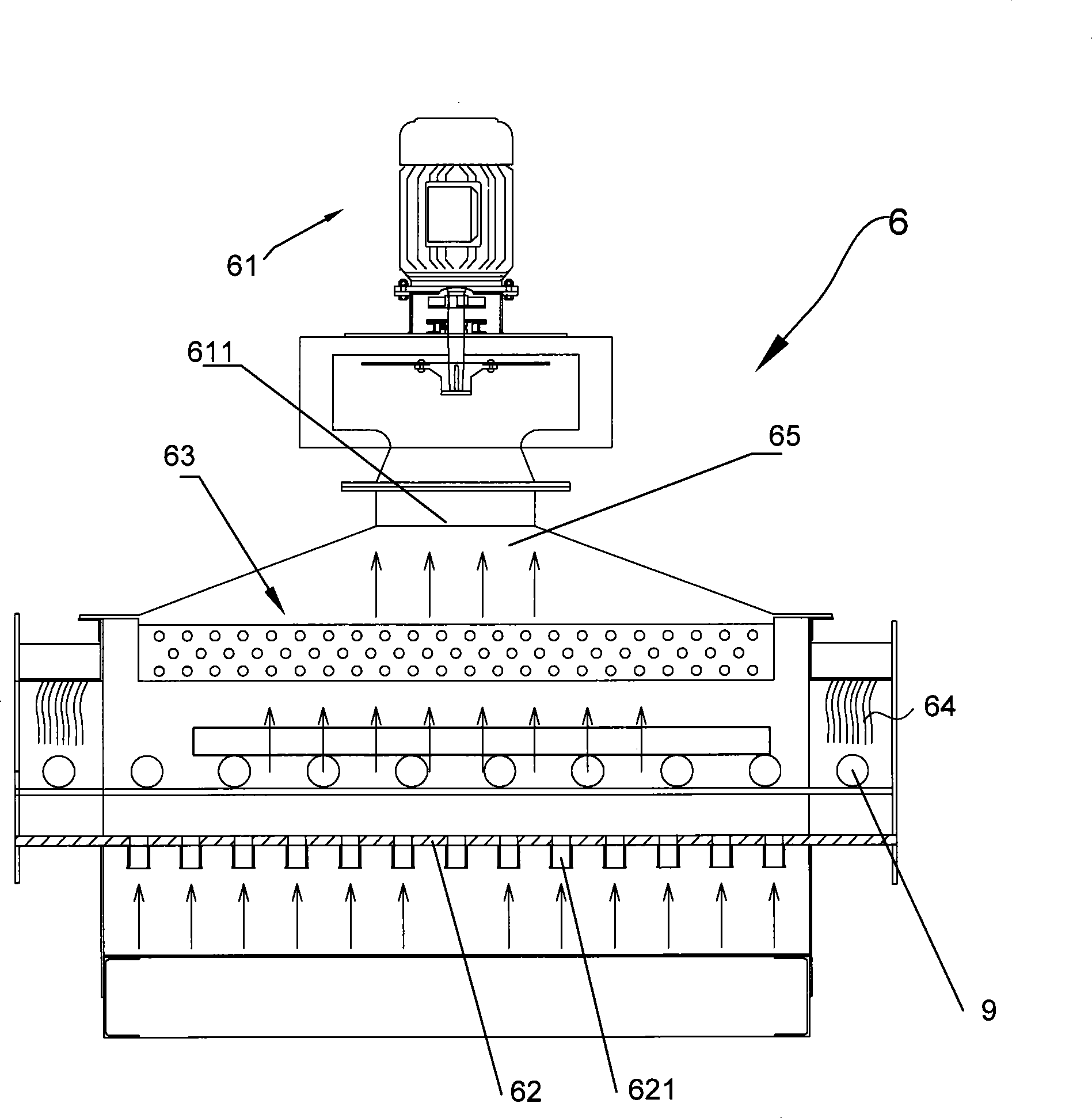 Low stove pressure convection continuous roller bottom type annealing furnace and annealing technique