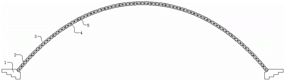 Reinforced concrete arch bridge with strong skeleton of steel tube concrete and construction method thereof