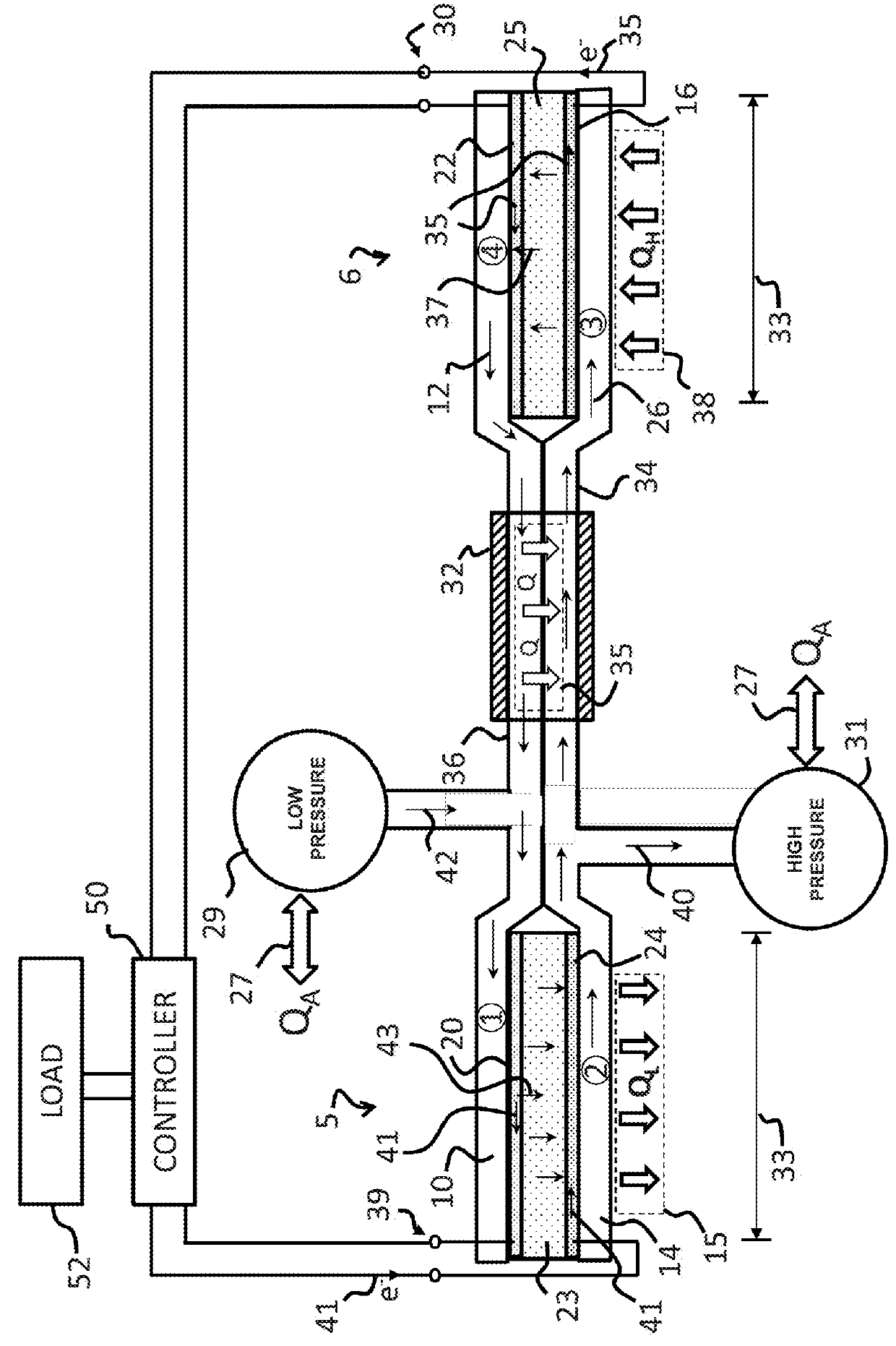 Thermo-electrochemical converter with integrated energy storage