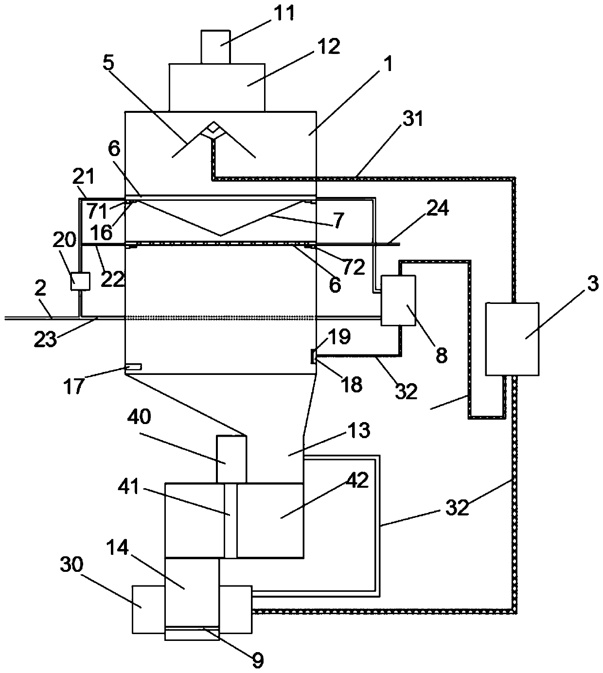 Discharging cooling device of red lead oxidation furnace