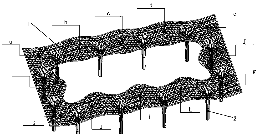 Wavy woven latticed shell structure and construction method thereof