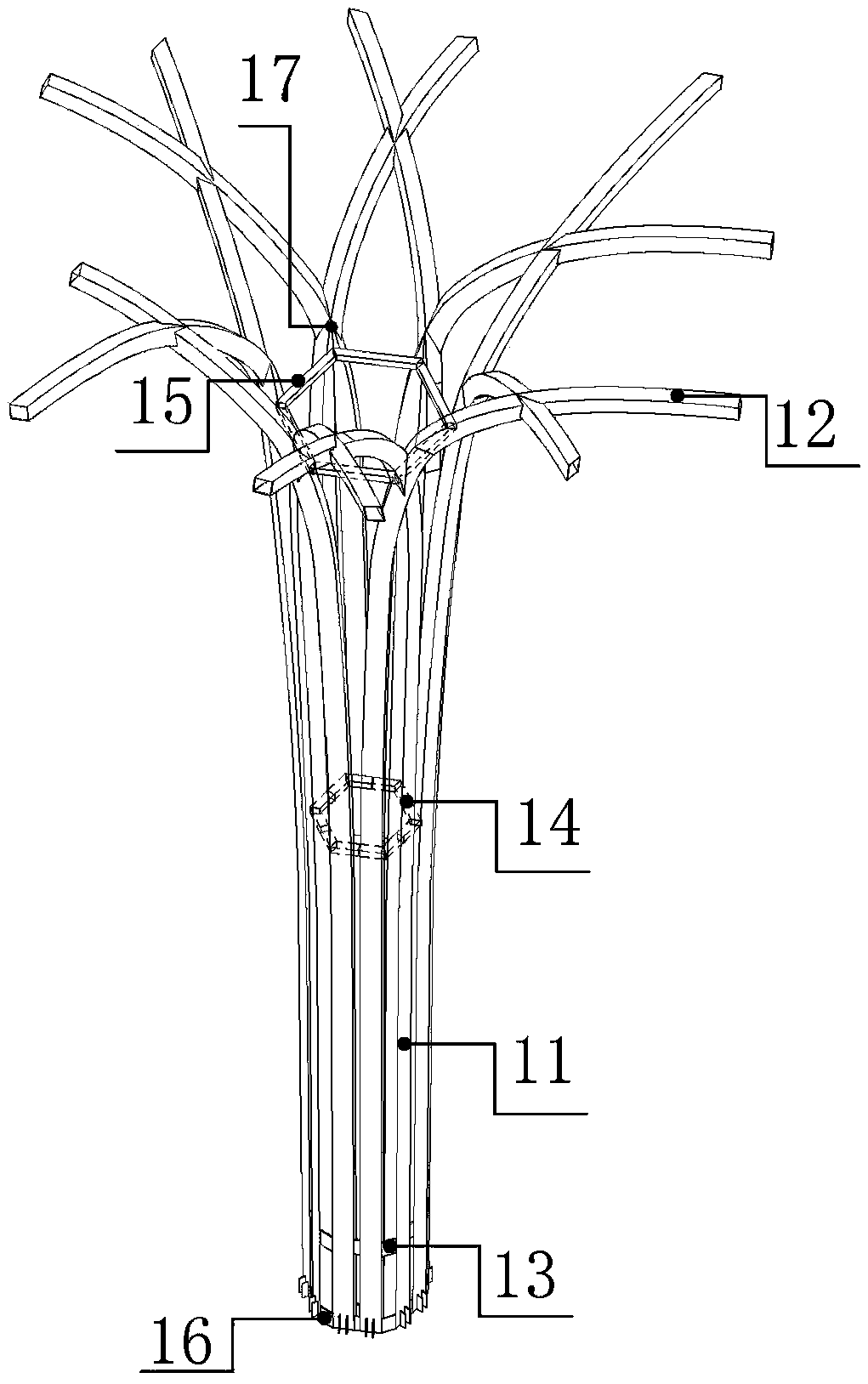 Wavy woven latticed shell structure and construction method thereof